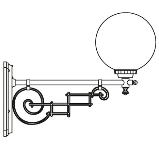 Wandleuchte Napoli Nr. 21115 | langer Jugendstil Arm mit Glaskugel